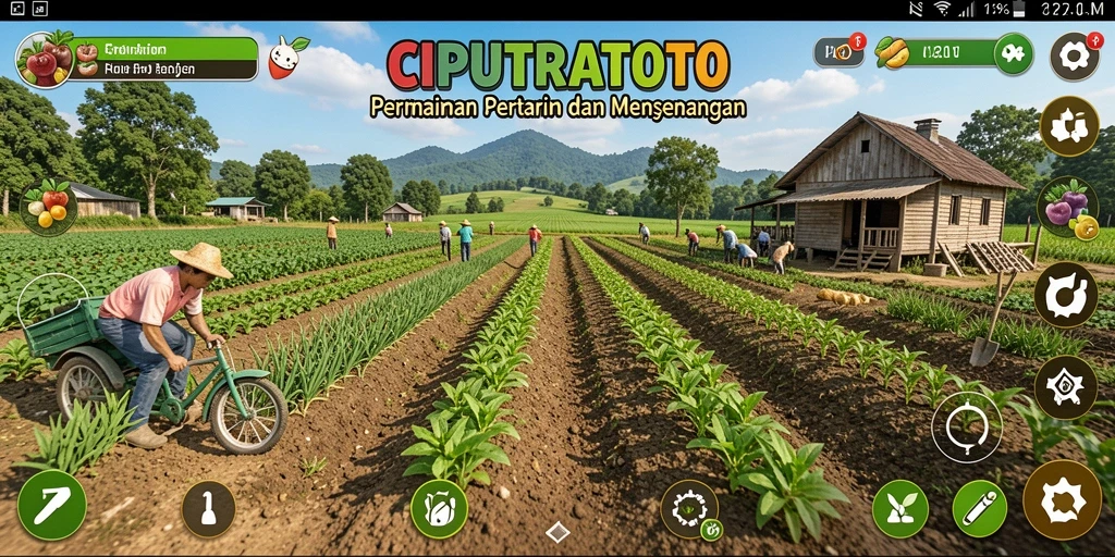 Screenshot gameplay CIPUTRATOTO menampilkan suasana pertanian yang indah.
