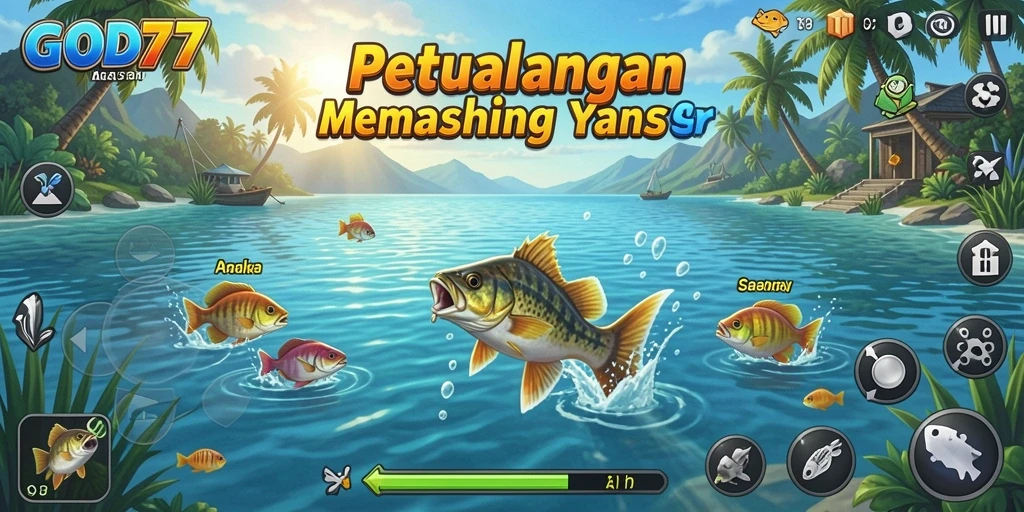 Tampilan gameplay GOD77 dengan aksi memancing yang intens.
