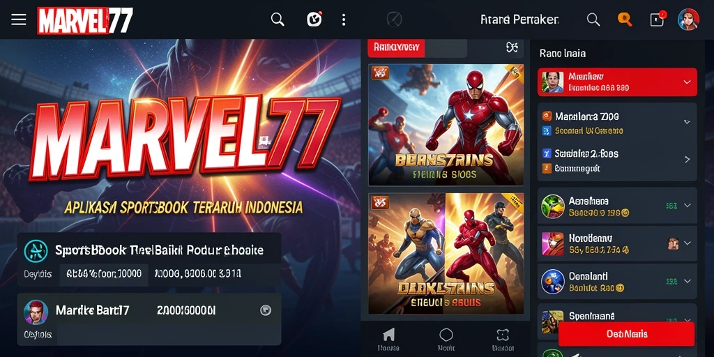 Tampilan antarmuka dan gameplay yang menarik dari MARVEL77.