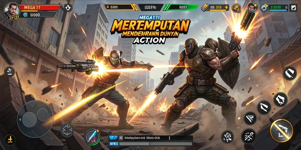 Tampilan seru dari gameplay MEGA111 dengan pertarungan mendebarkan.