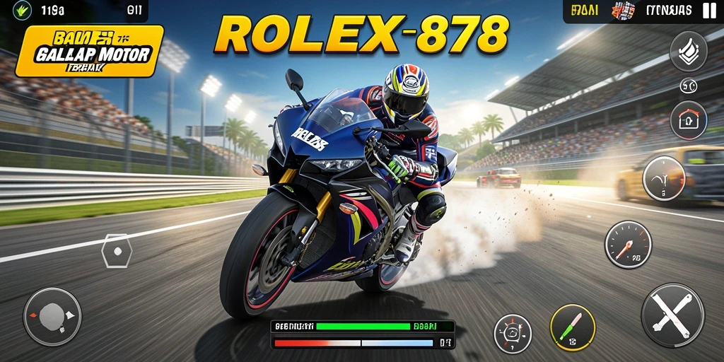 Tangkapan layar gameplay ROLEX878 yang menegangkan di trek balap.