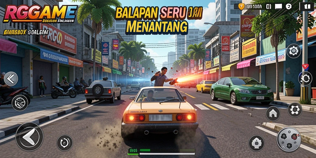 Tampilan gameplay RPGAME dengan aksi balapan yang mendebarkan.