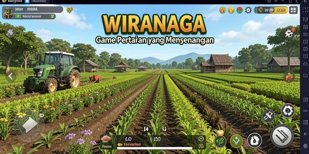 Screenshot gameplay WIRANAGA yang menampilkan pengalaman bertani.