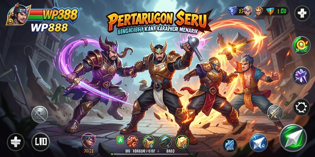 Tampilan screenshot WP888 menampilkan karakter bertarung dengan grafis menawan.